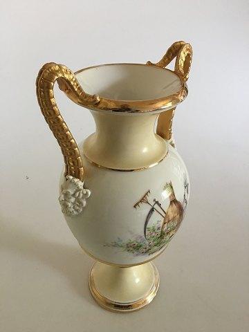 Bing & Grondahl Early vase with overglaze decoration and Roman/Greek bisque