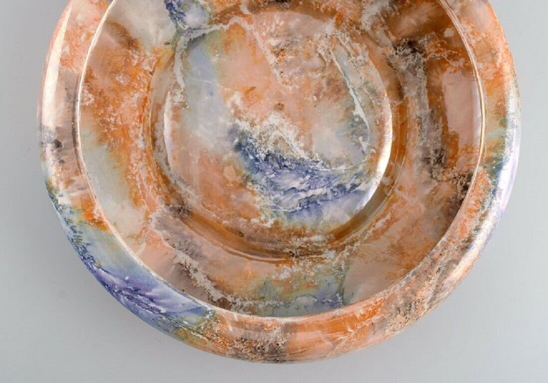 Arabia Finland Art Deco bowl in glazed faience Beautiful marbled glaze 1920s