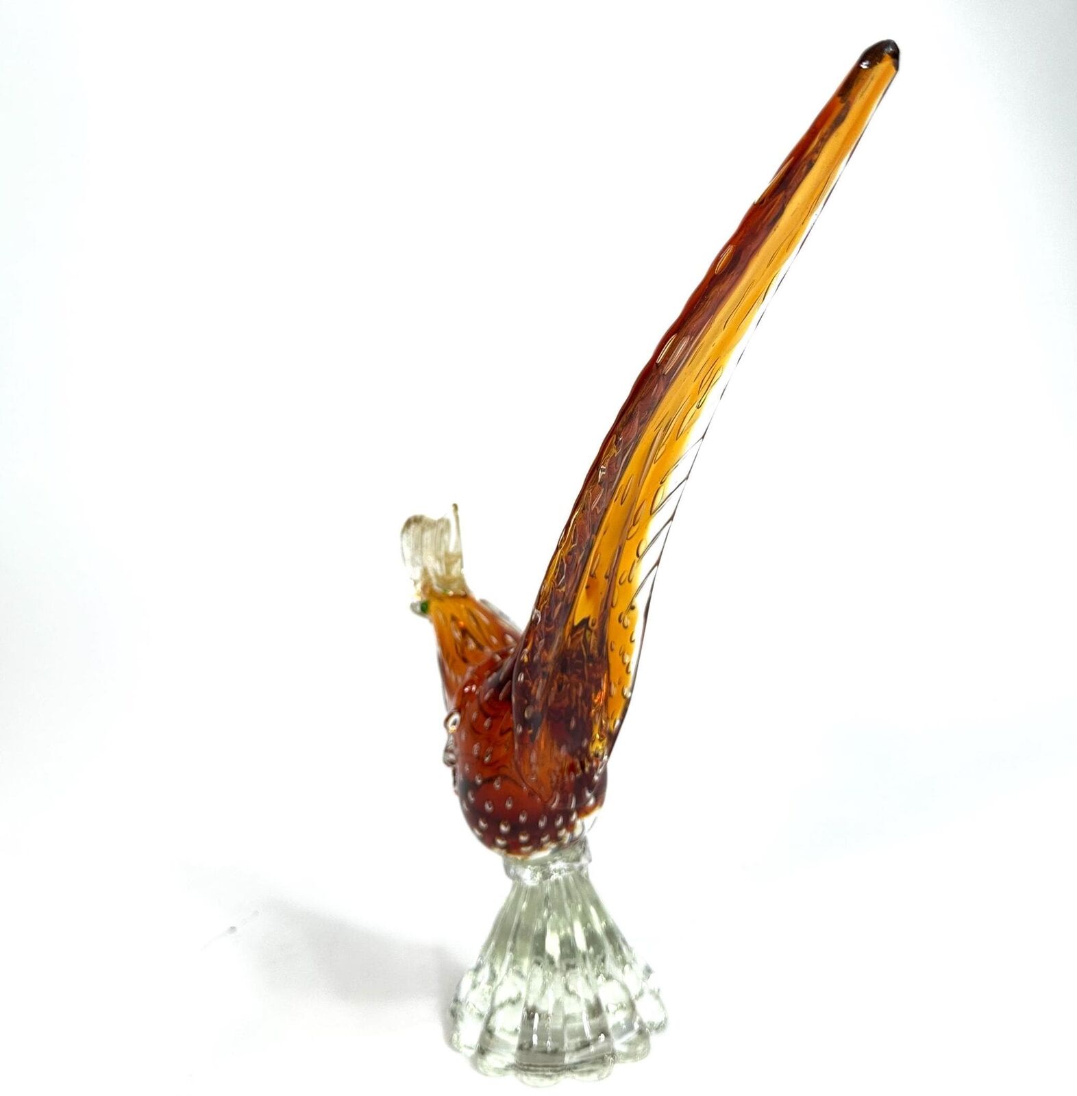 Vintage Murano glass Pheasant figurine 33 cm - mid century bird sculpture with