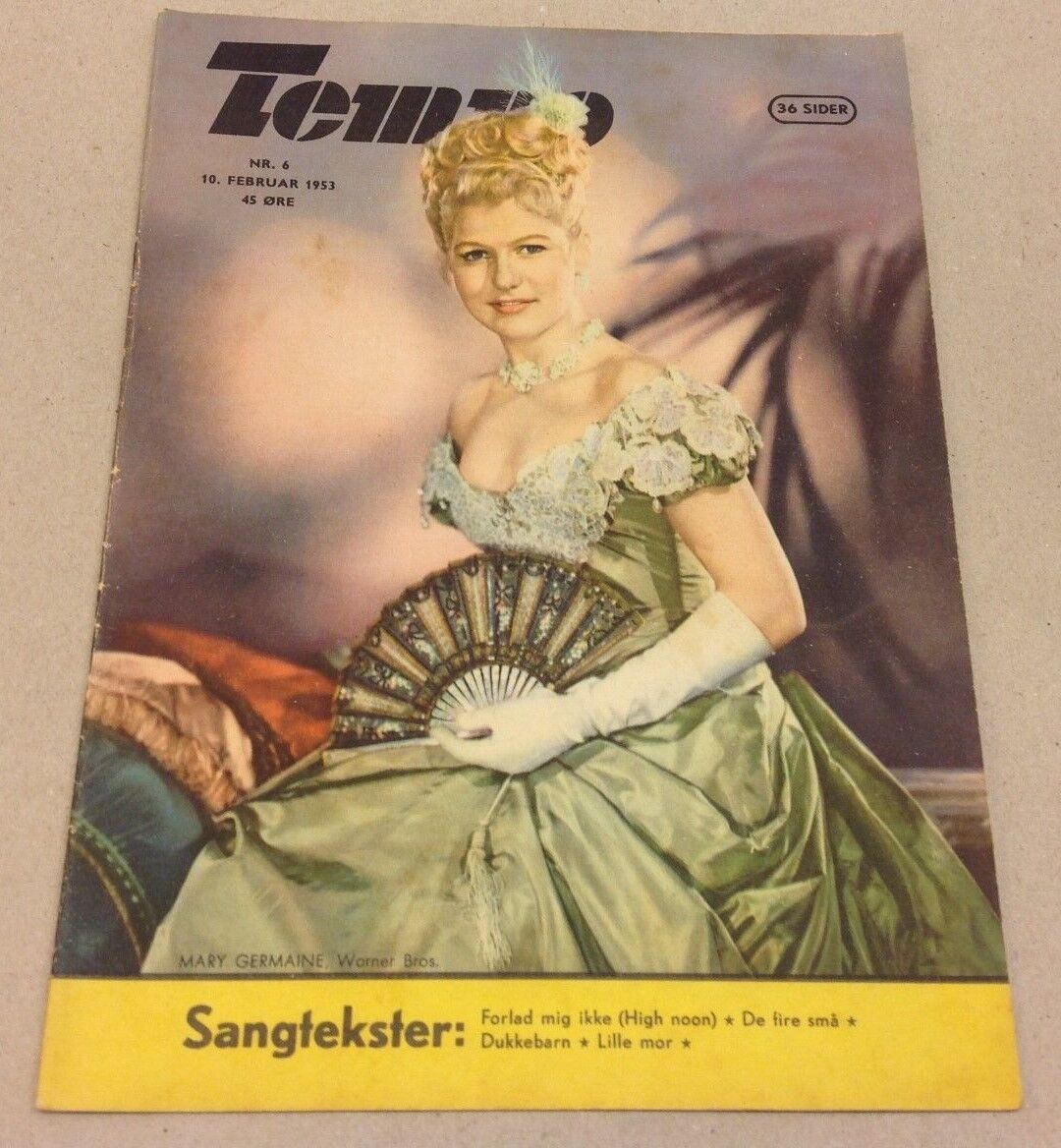 Mary Germaine Warner Bros Front Cover Original Vtg Danish Magazine "Tempo" 1953