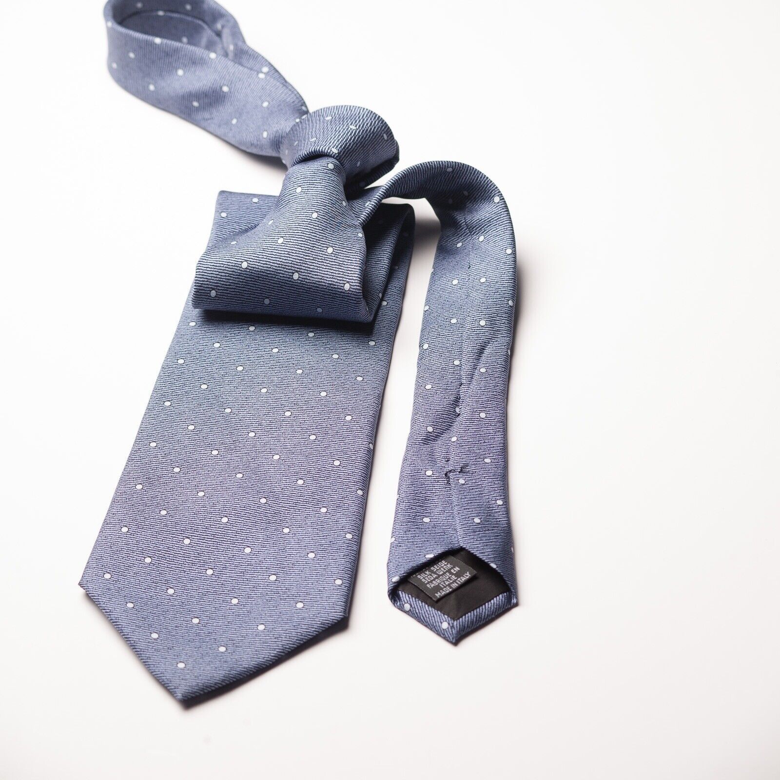 HUGO BOSS Light Blue Dotted Silk Tie Italy Made