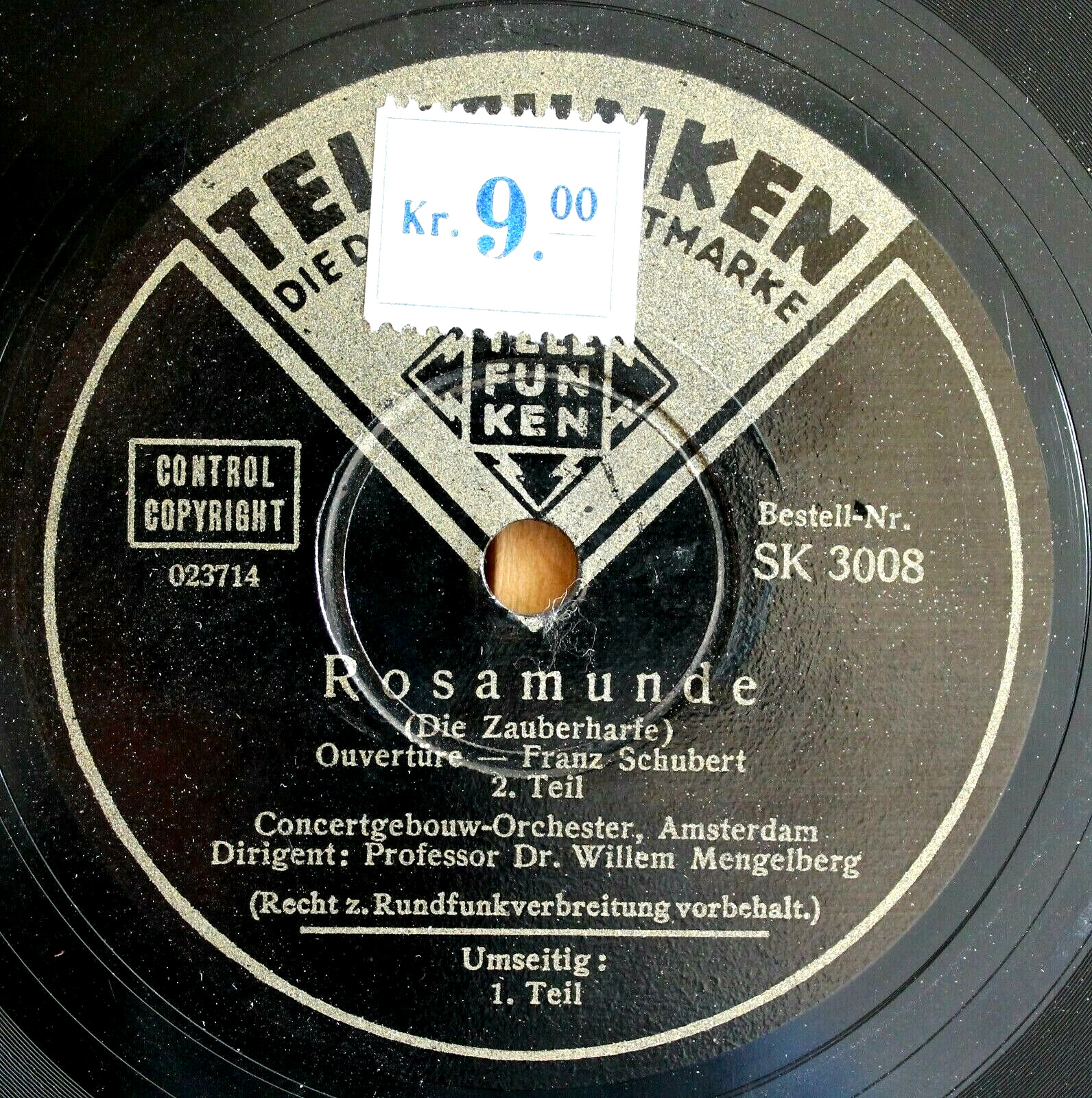 Mengelberg Schubert (Rosamunde - overture) Tel SK 3008 NM-