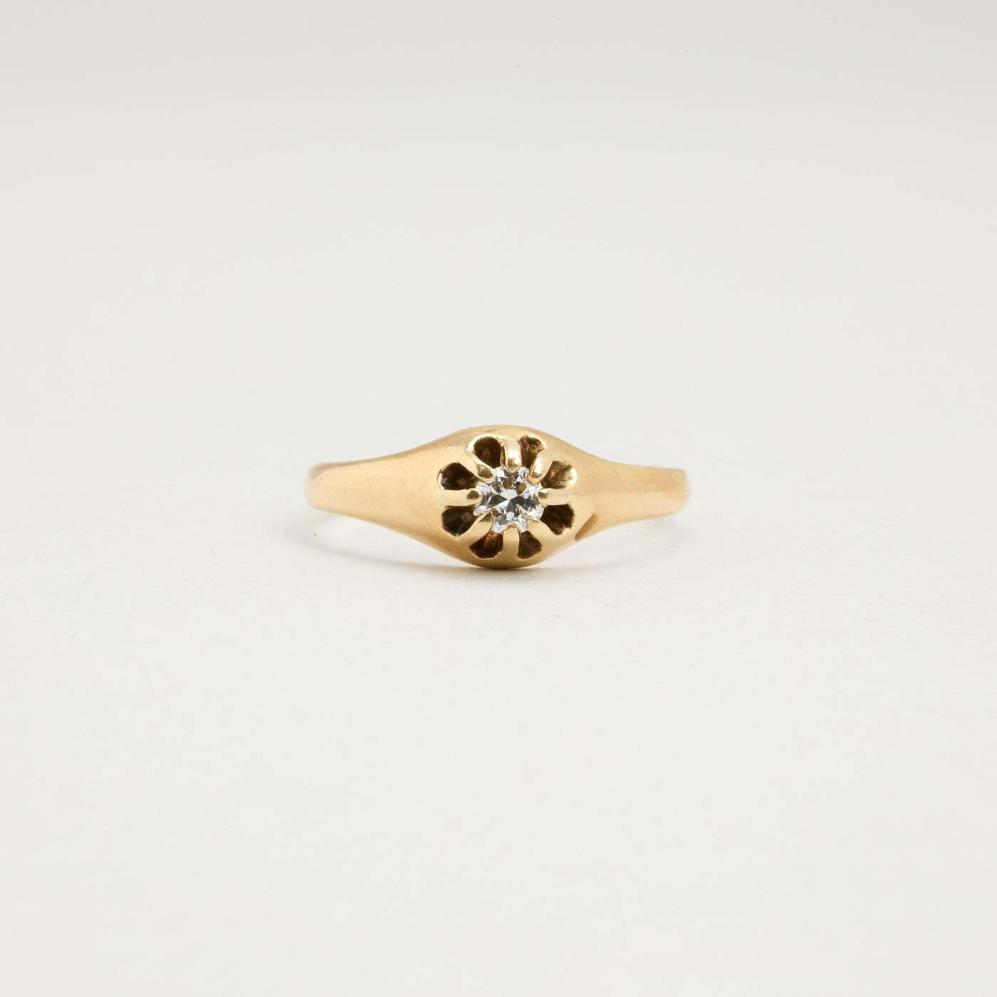 Ring with diamond (006 ct) in 14K Gold size 7¾ | Real Genuine Gold