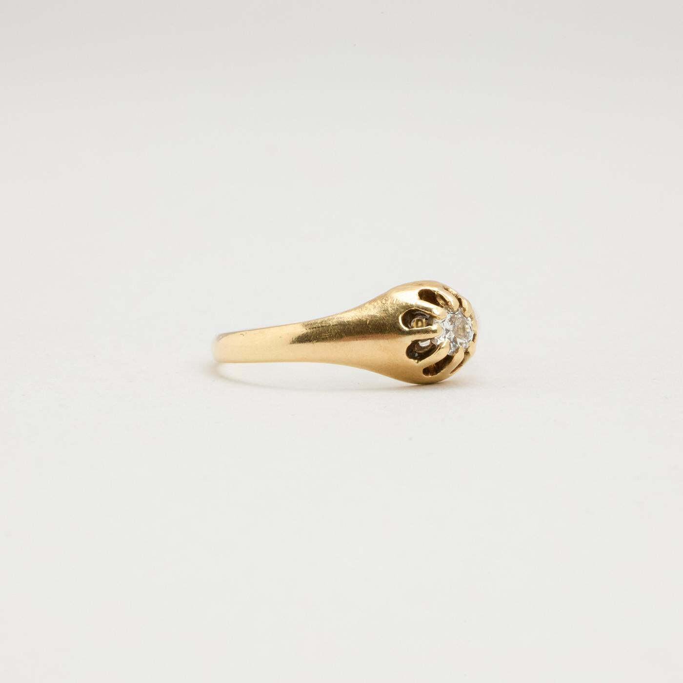 Ring with diamond (006 ct) in 14K Gold size 7¾ | Real Genuine Gold