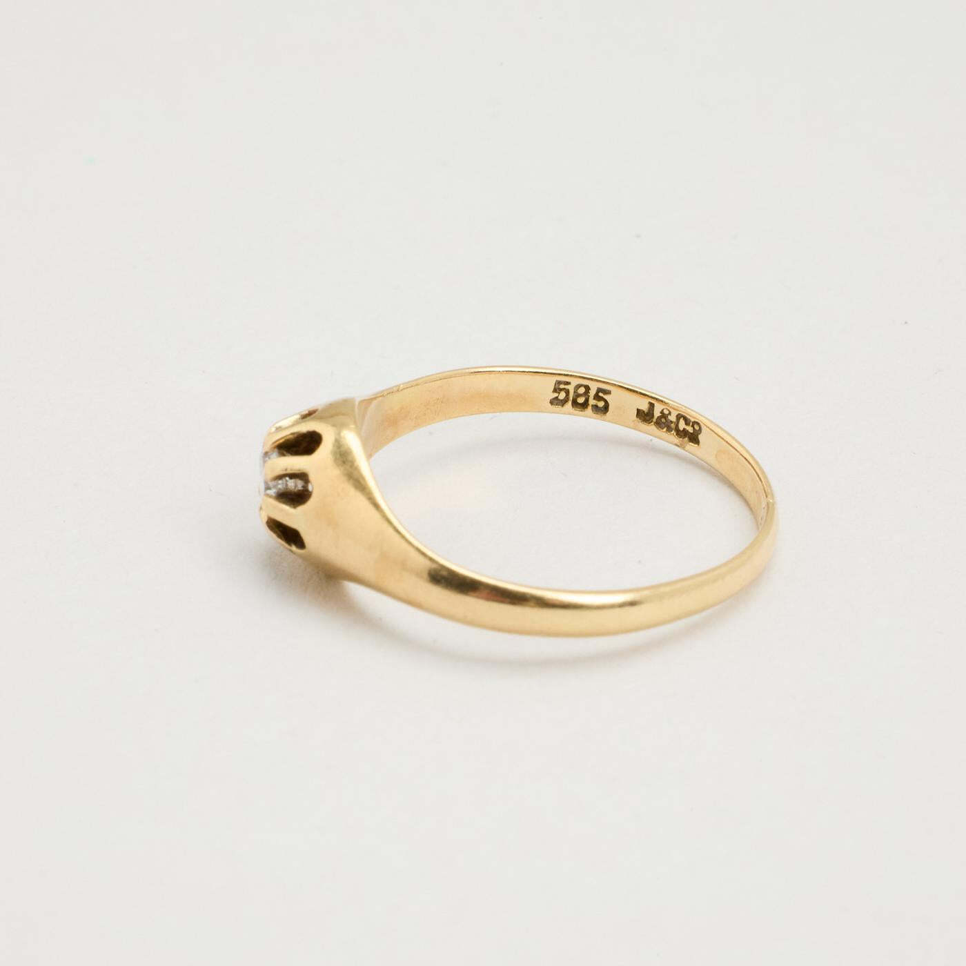 Ring with diamond (006 ct) in 14K Gold size 7¾ | Real Genuine Gold