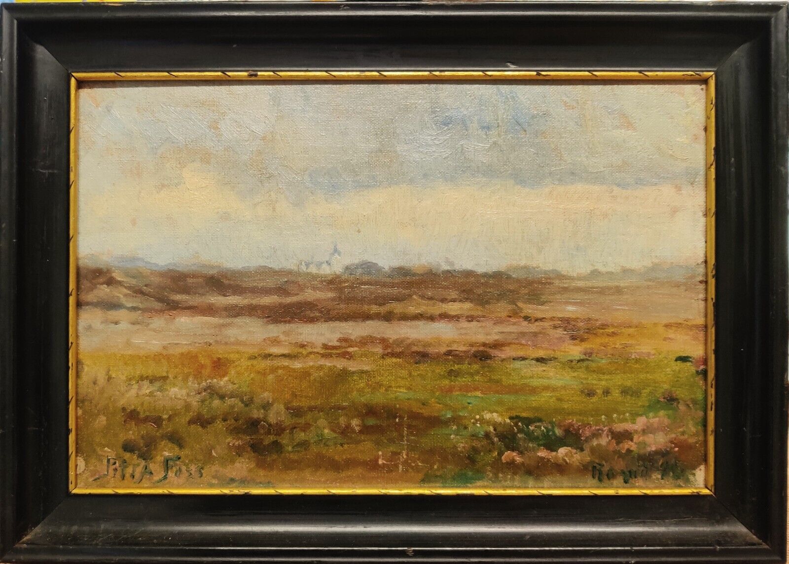 Petra Foss (1862-1938): OPEN LANDSCAPE original oil painting low shipping