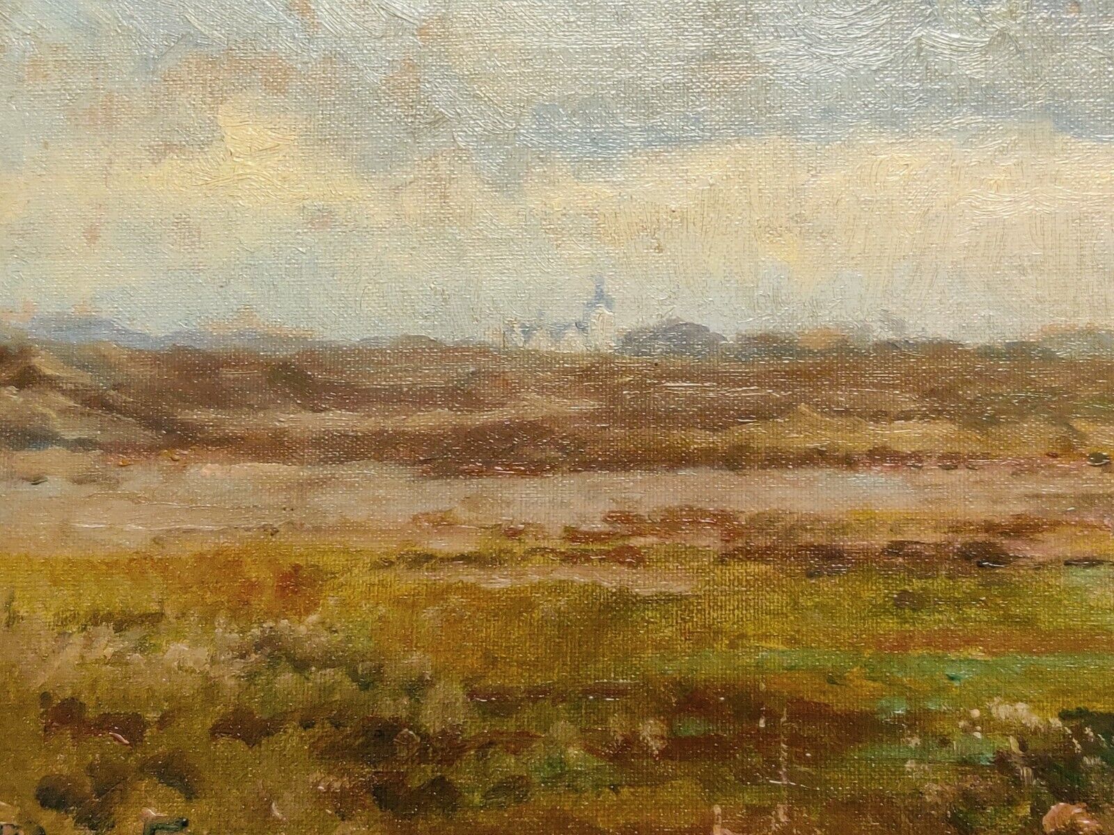 Petra Foss (1862-1938): OPEN LANDSCAPE original oil painting low shipping