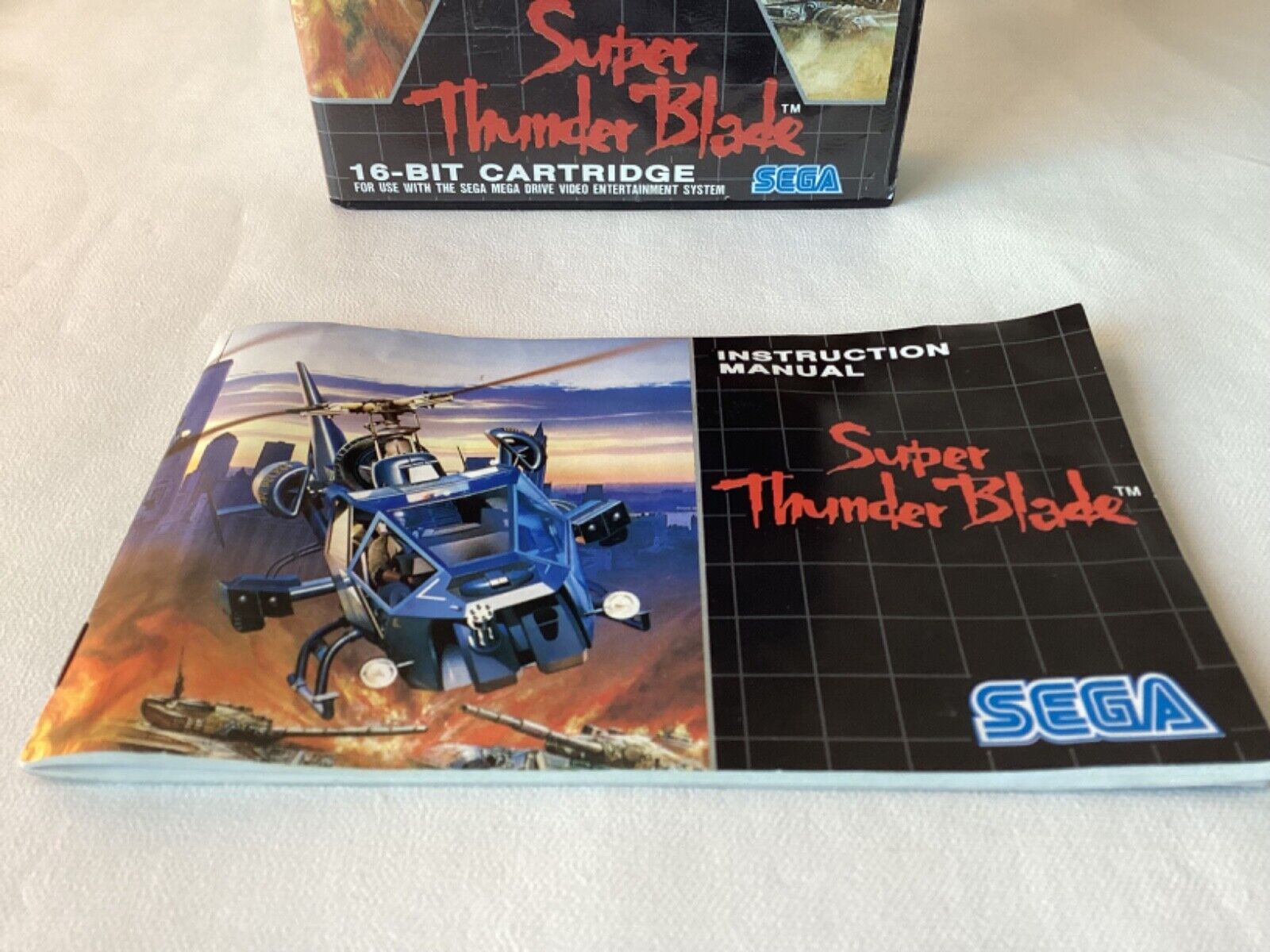 Sega Mega Drive Game Super Thunder Blade in original box incl manual