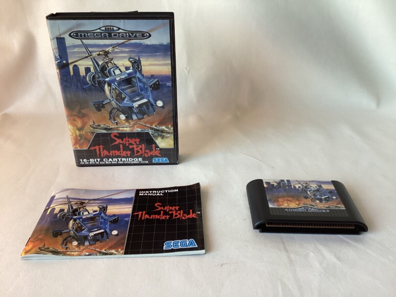 Sega Mega Drive Game Super Thunder Blade in original box incl manual