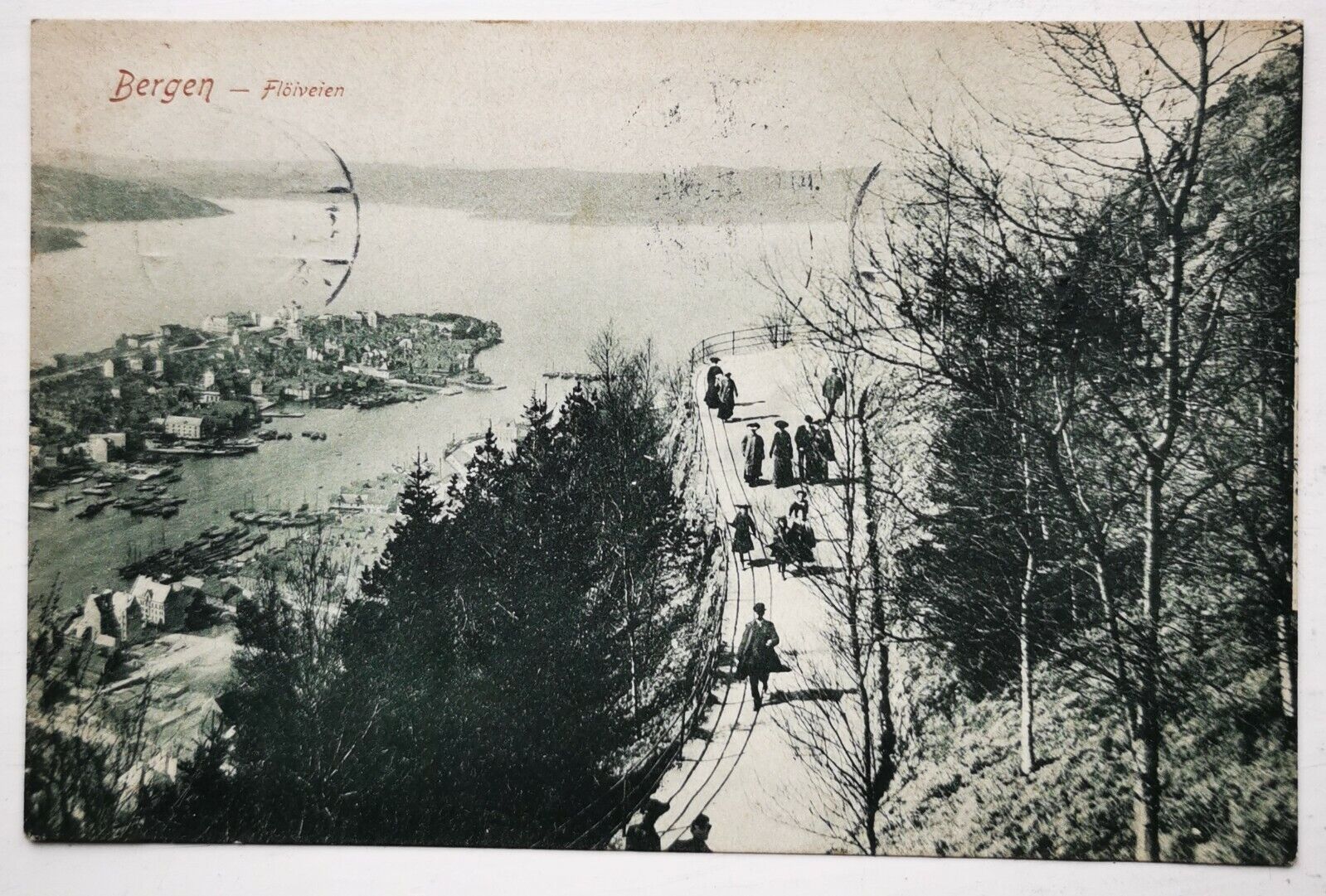 Old postcard: Motif from Flöiveien in Bergen Norway Mailed in 1906   pok1200