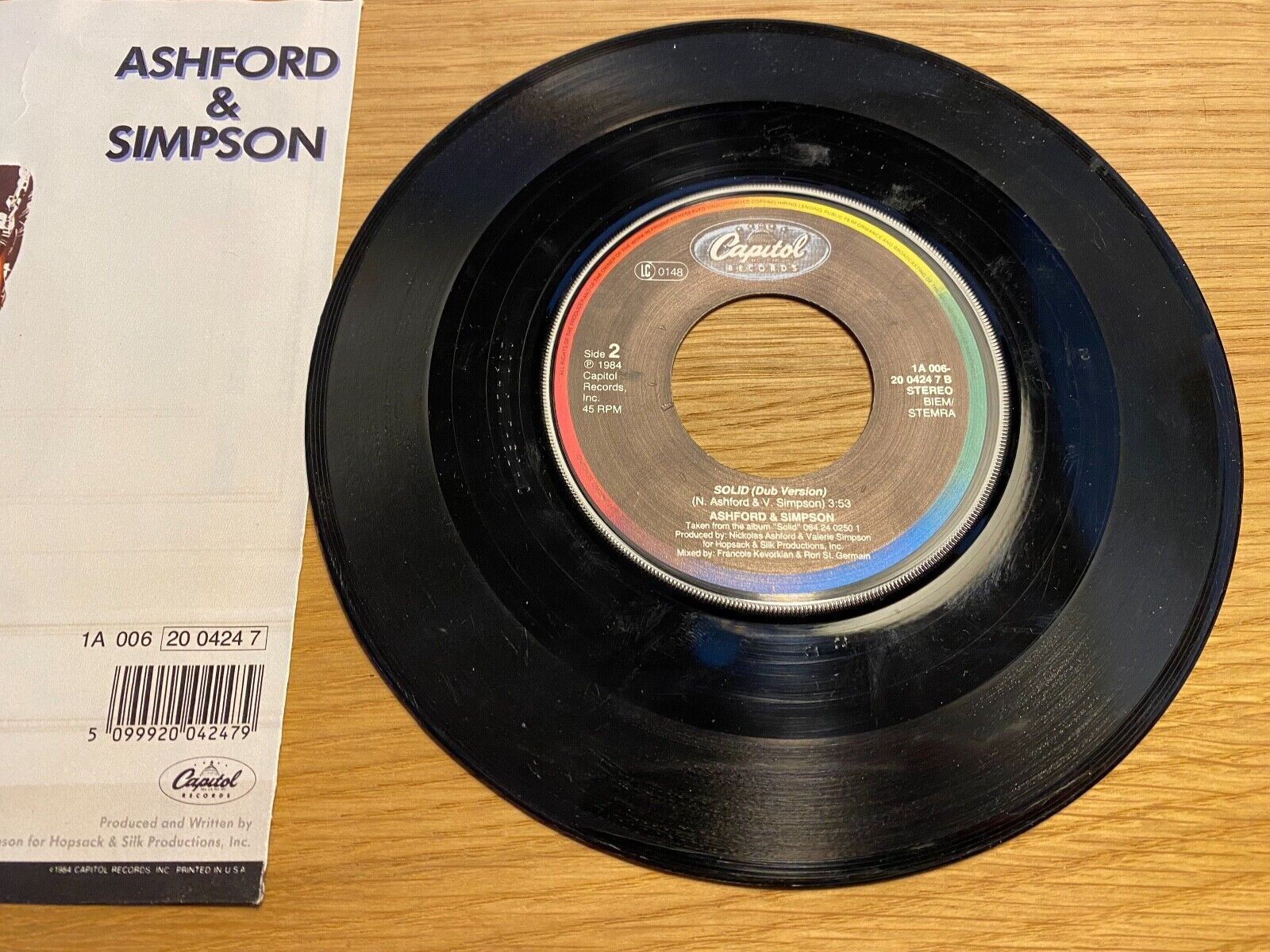 ASHFORD  SIMPSON "SOLID" 1984 CAPITOL RECORDS DUTCH PRESSED VINYL SINGLE 45 RPM