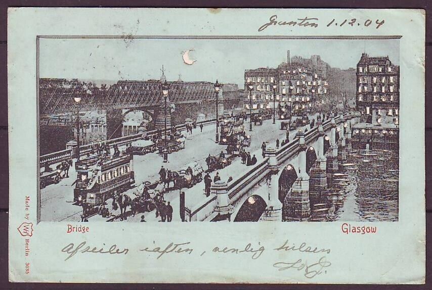 g2200/ Glasgow Postcard 1904 #  Glasgow Bridge Hold-Up-The-Light Card