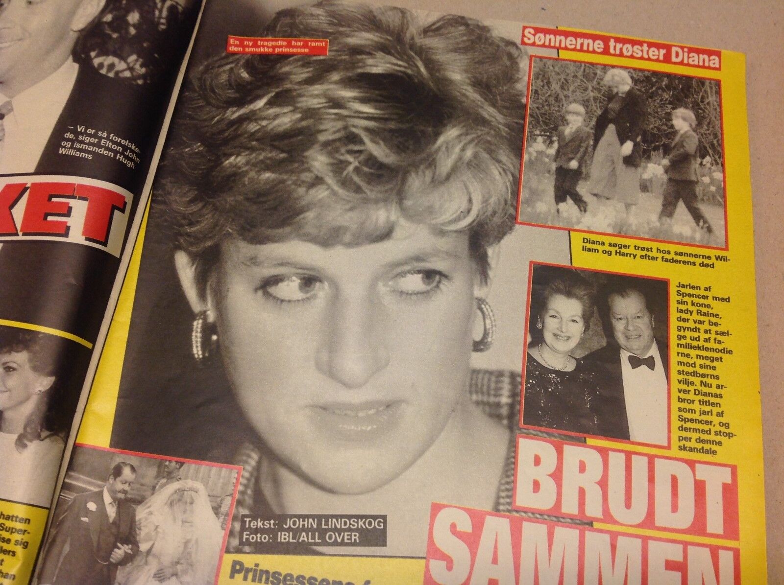 Elton John Hugh Williams Princess Diana Vtg Danish Magazine 1992 "Se og Hoer"