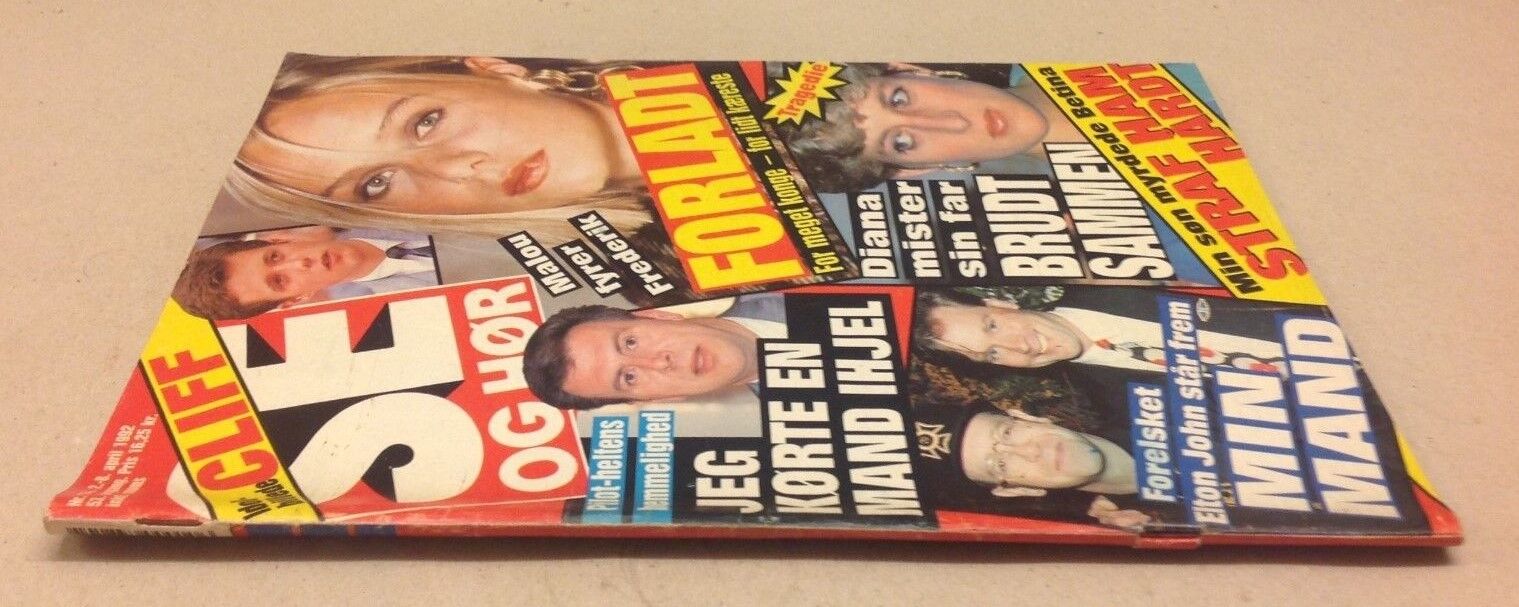 Elton John Hugh Williams Princess Diana Vtg Danish Magazine 1992 "Se og Hoer"