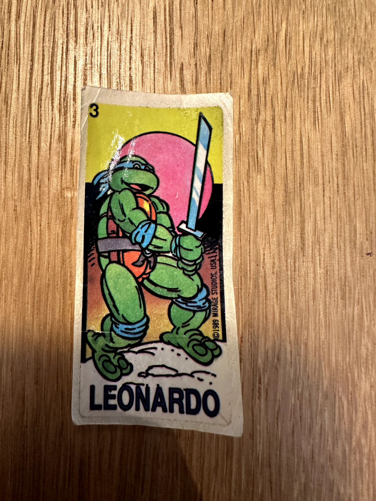 TEENAGE MUTANT NINJA TURTLES 1989 Mirage Studios BUBBLE GUM Sticker No 3