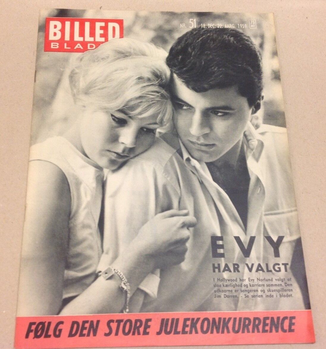 Evy Norlund Jimmi Darren Hollywood Stars Danish Vtg Magazine Billed-Bladet 1959