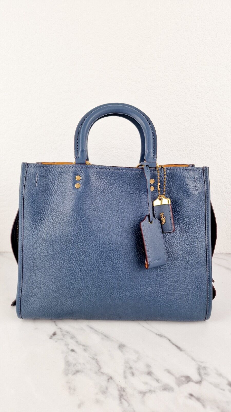 Coach Rogue 31 Dark Denim Blue 1941 Bag Handbag 38124 Pebbled Leather