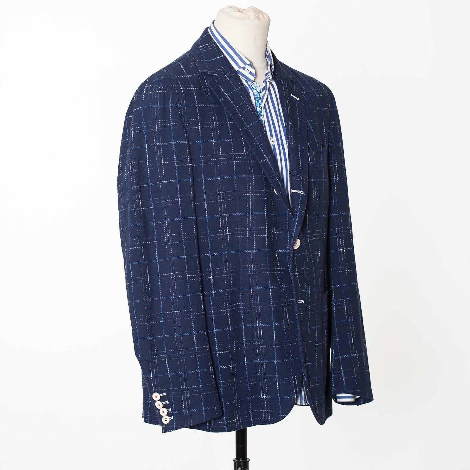 BRECO'S Blue Check Unlined Cotton Sport Coat Blazer EU56 US46