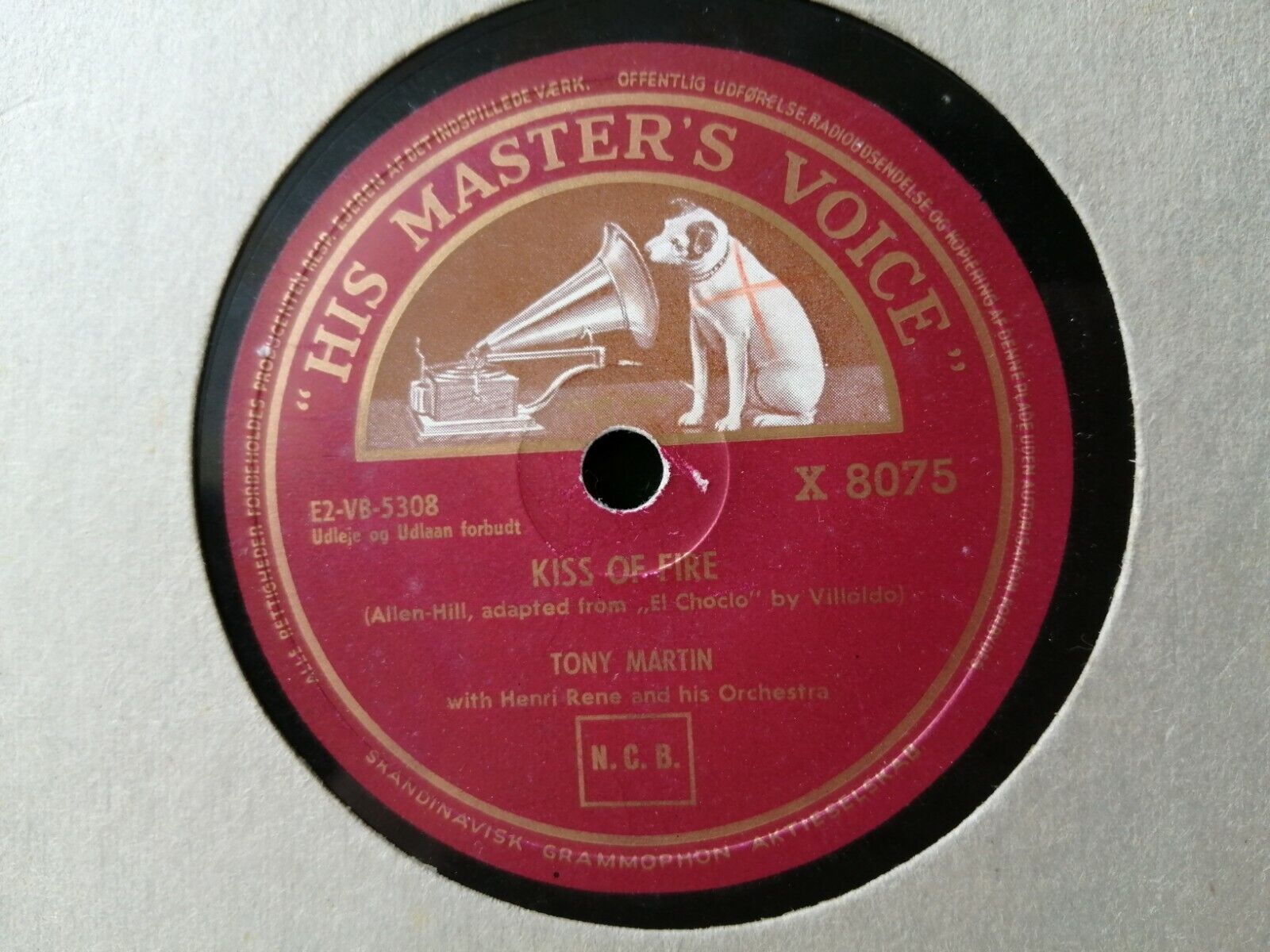 78 RPM: HUGO WINTERHALTER Johnny ParkerA Kiss To Build A Dream On/TONY MARTIN