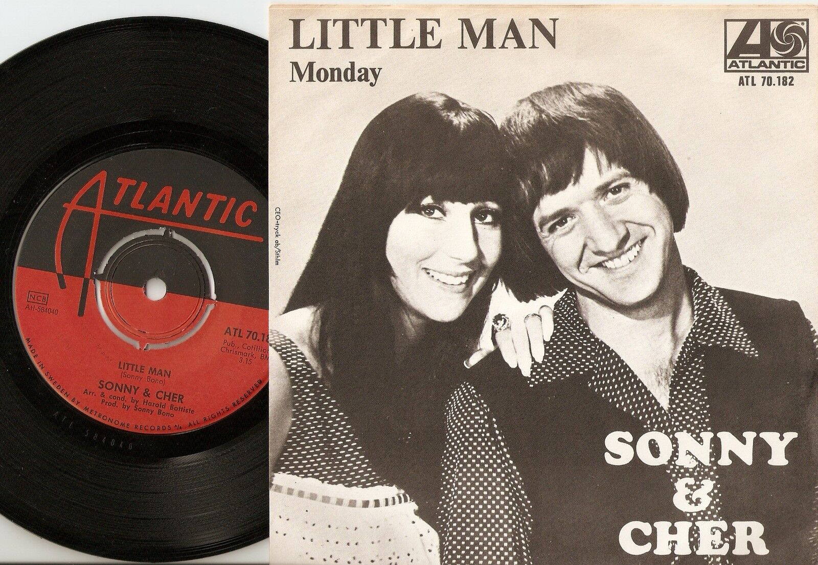 SONNY AND CHER LITTLE MAN  MONDAY SWEDISH 45+PS 1966 MOD BEAT SOUL PSYCH