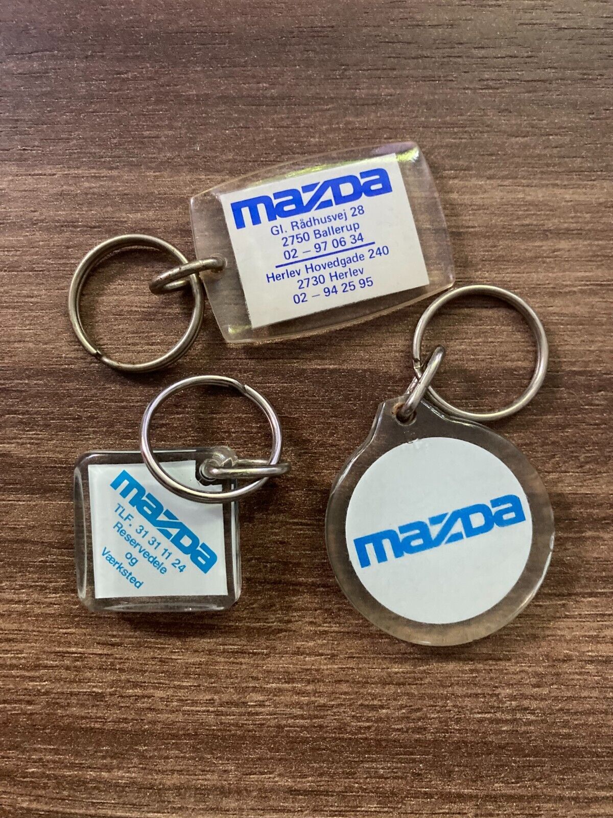 Lot of 3 Vintage Mazda Keychains - 1980s Classic Car Memorabilia from Denmark