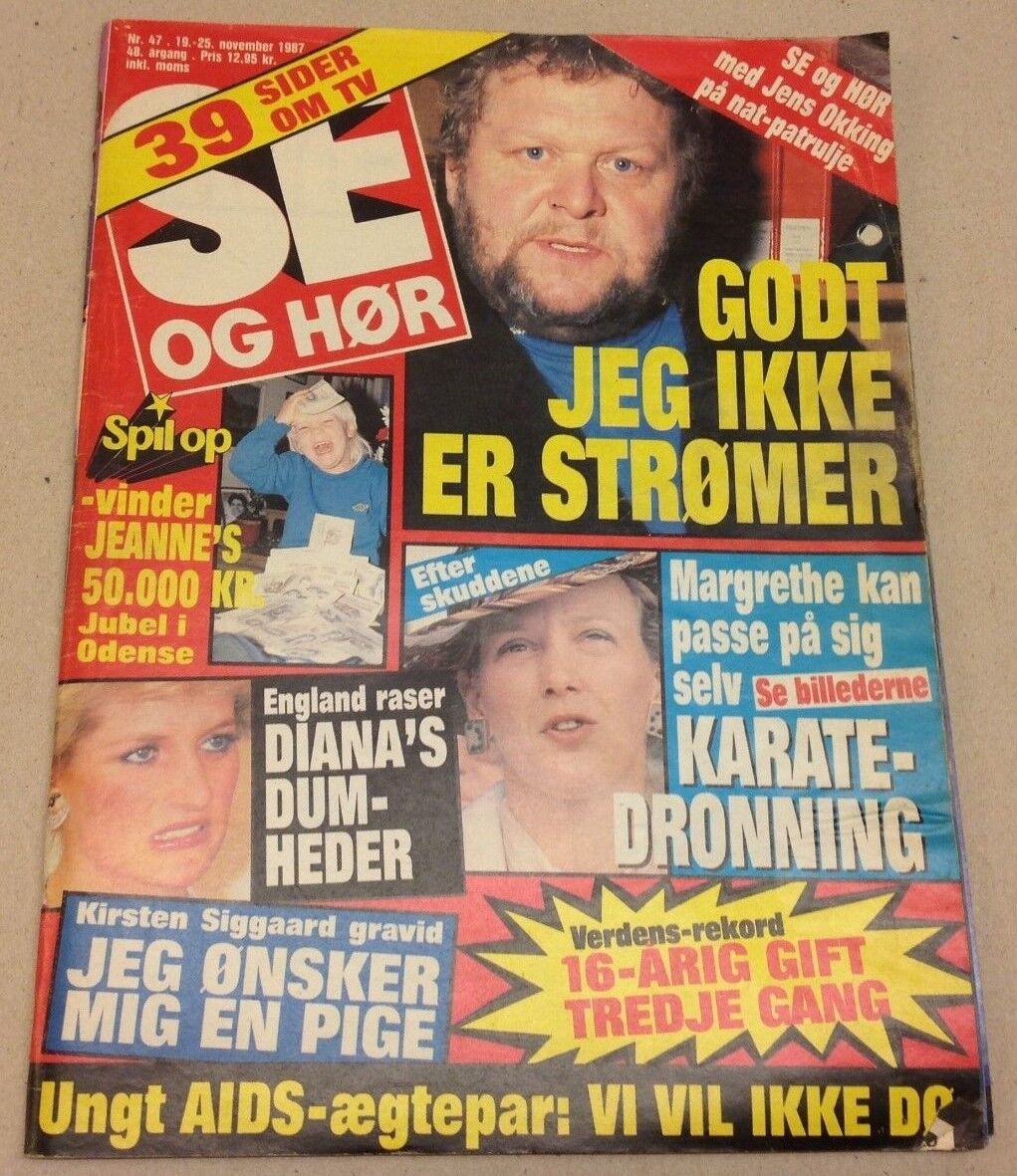 Princess Diana Lady Di +Blake Dynasty on Back Danish Magazine 1987 "Se og Hoer"