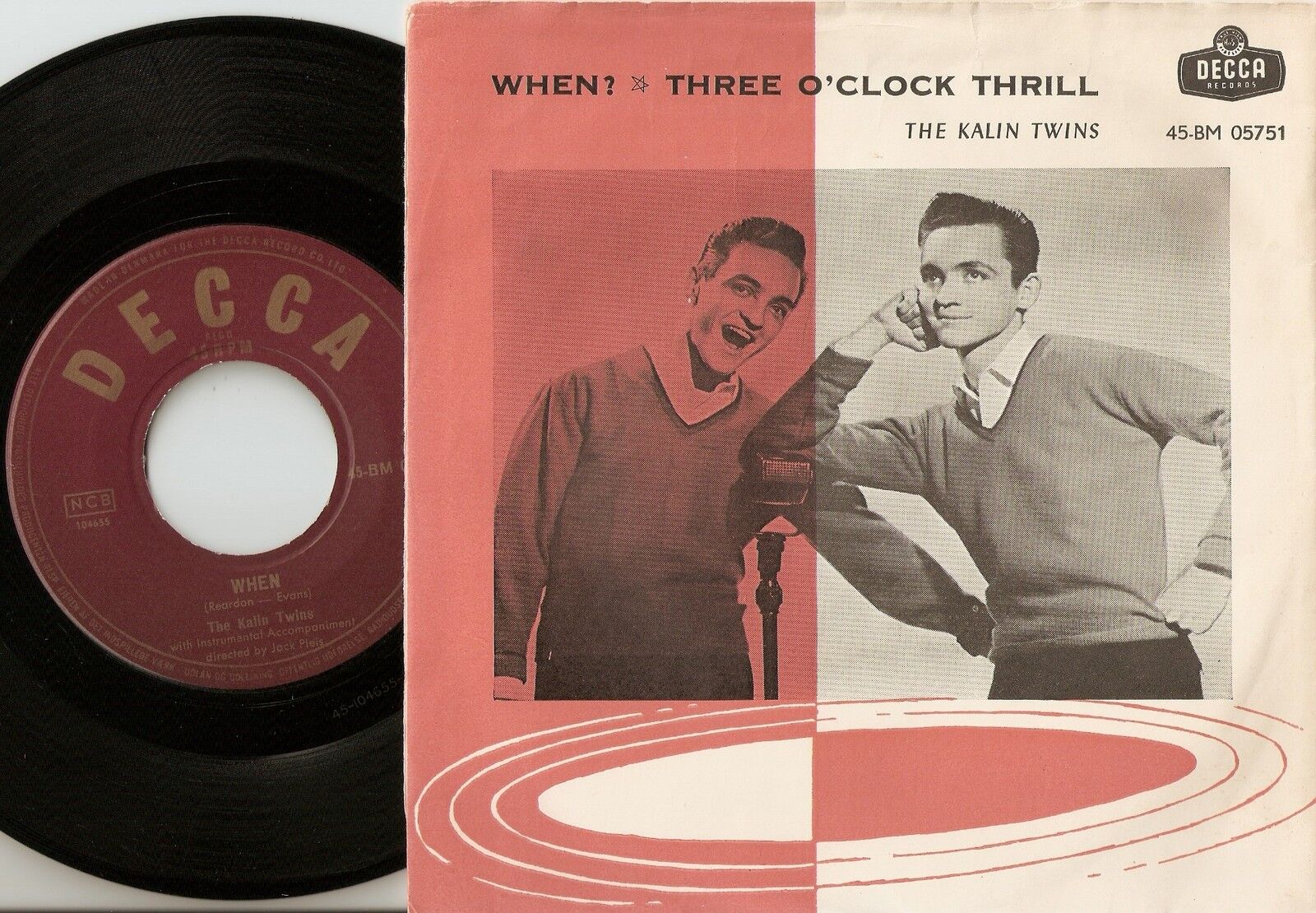 THE KALIN TWINS WHEN  THREE O`CLOCK THRILL DANISH 45+PS 1958 ROCKABILLY ELVIS