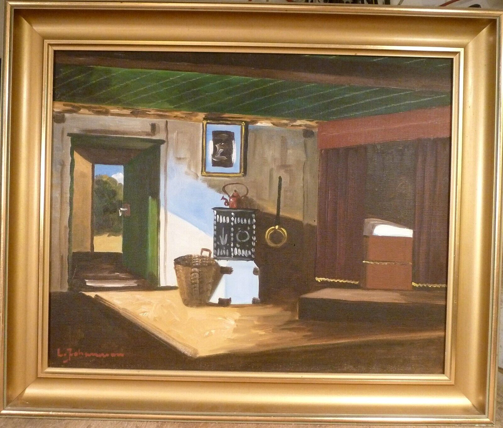 LARS JOHANSEN! INTERIOR SCENERY FROM AN OLD FARMHOUSE WITH OPEN DOOR