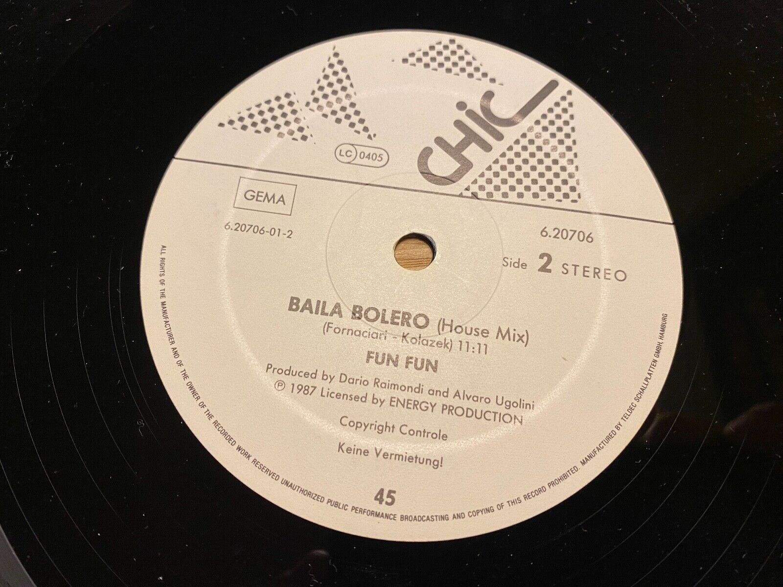 FUN FUN "BAILA BOLERO DANCE MIX" 1987 CHIC RECORDS 12" MAXI SINGLE WEST GERMANY*