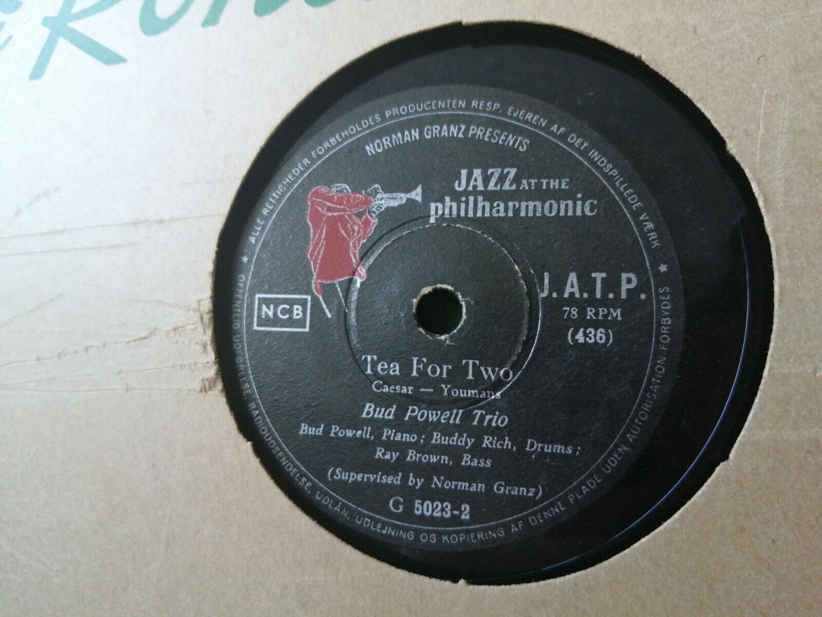 78 rpm shellacBUD POWELL TRIOBuddy RichRay BrownJazz at the Philharmonic