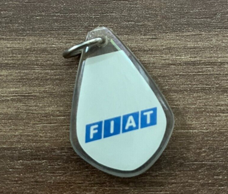 Vintage Fiat Keychain Danish Denmark Car Retro Dealership Memorabilia 1980s