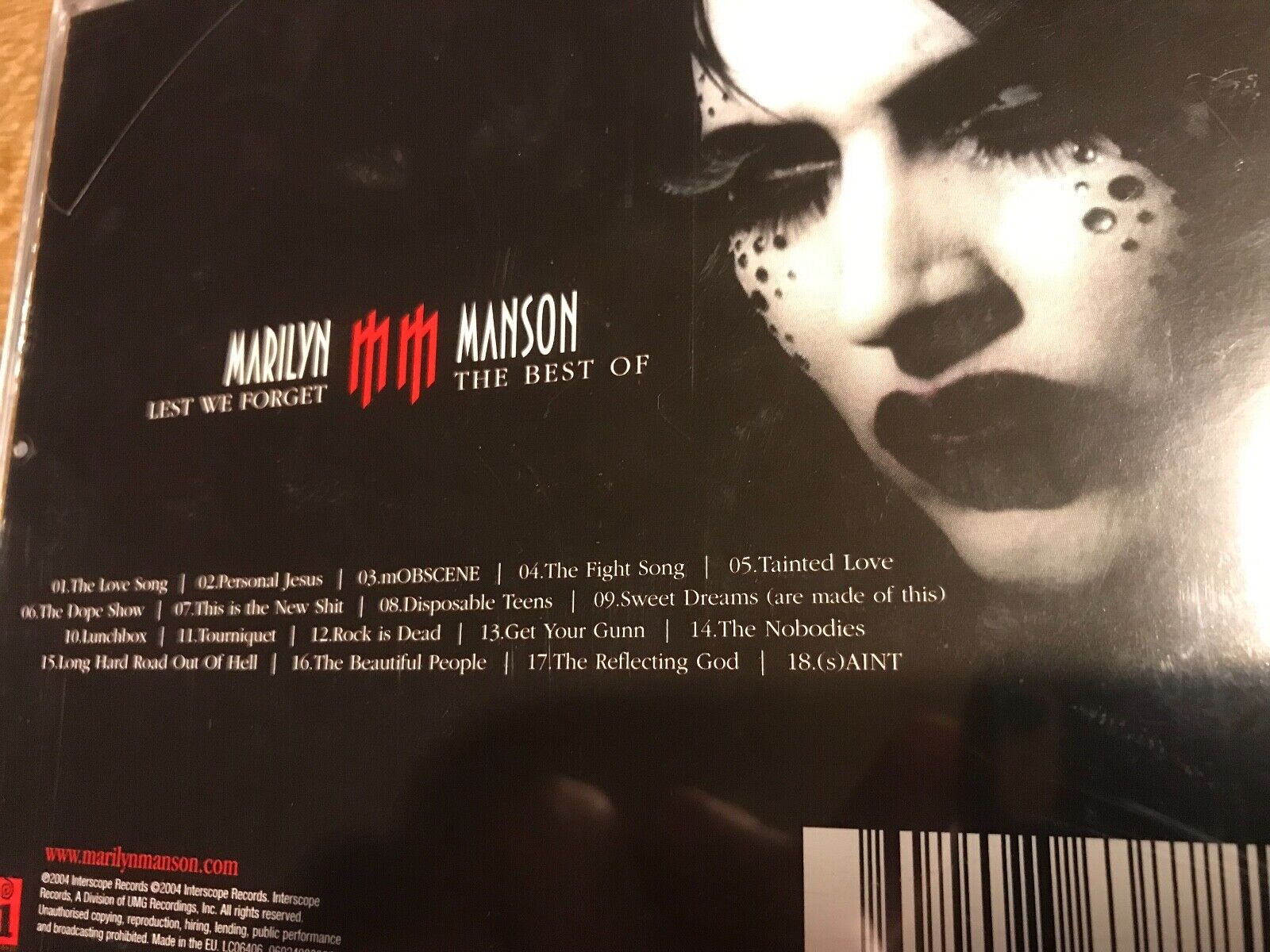 MARILYN MANSON "LEST WE FORGET" 2004 CD 18 TRACK INTERSCOPE RECORDS DEPECHE MOD2