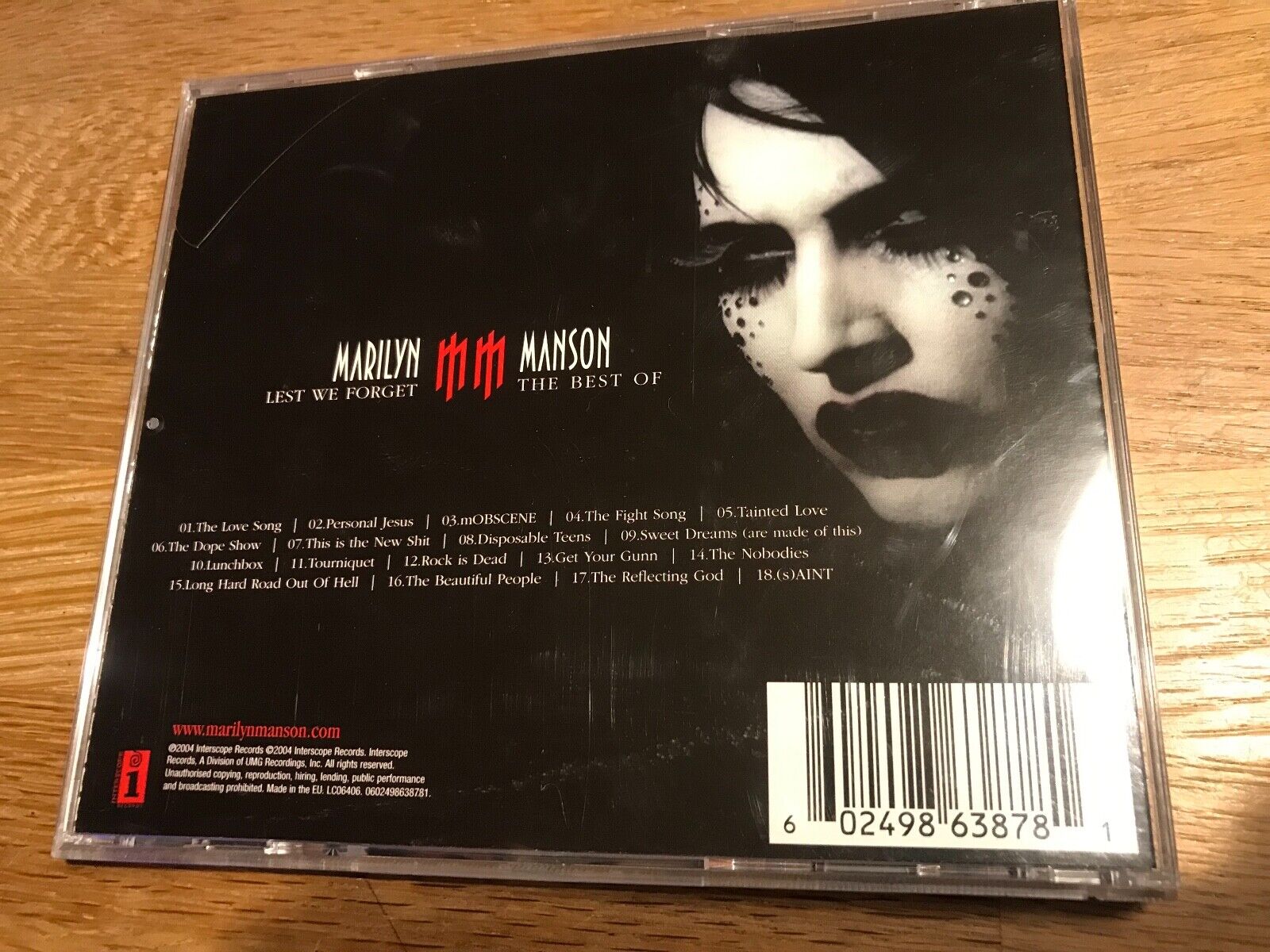 MARILYN MANSON "LEST WE FORGET" 2004 CD 18 TRACK INTERSCOPE RECORDS DEPECHE MOD2