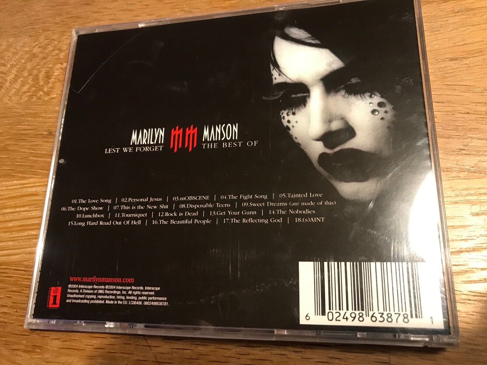 MARILYN MANSON "LEST WE FORGET" 2004 CD 18 TRACK INTERSCOPE RECORDS DEPECHE MOD2