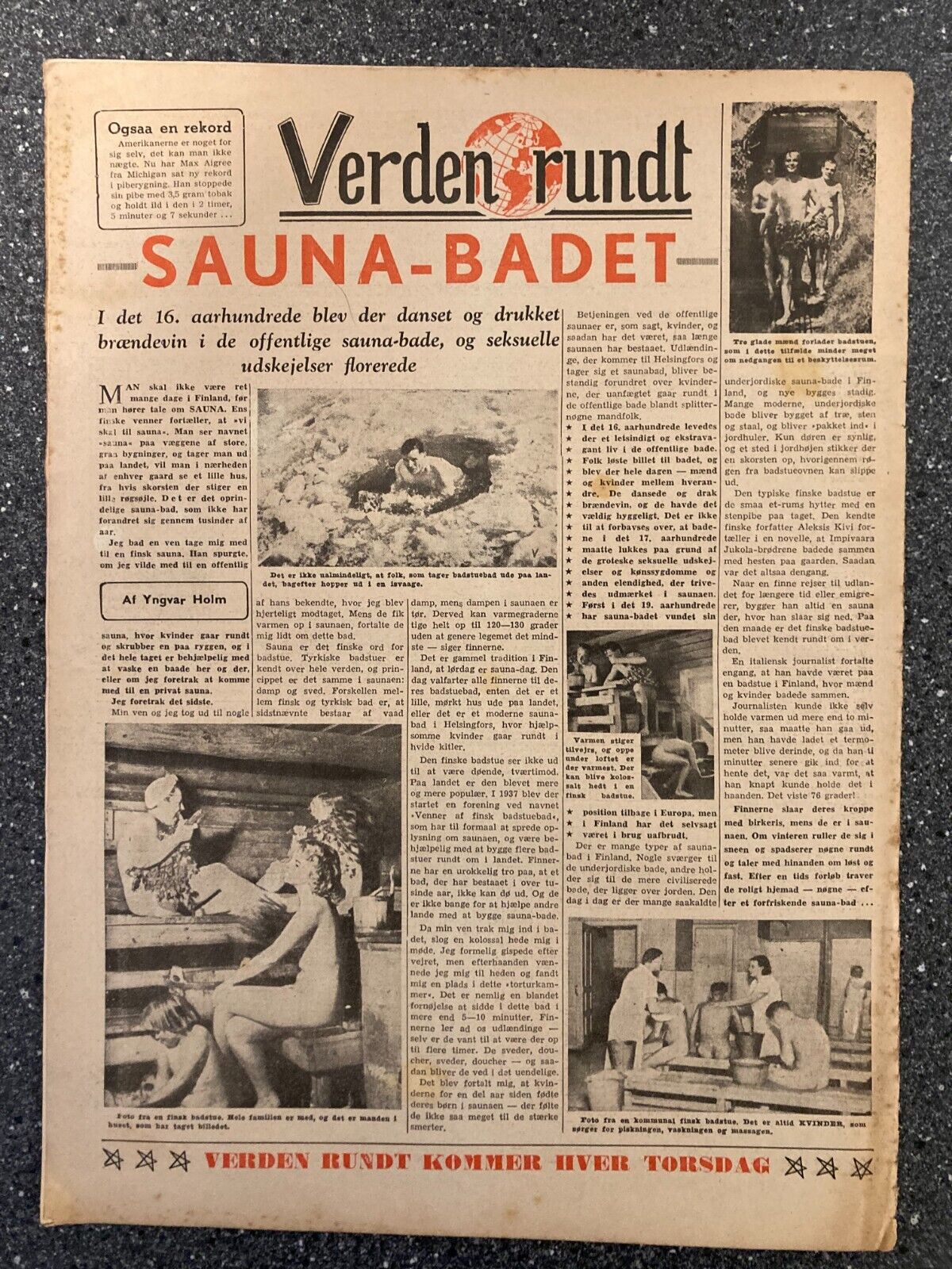 Ann Miller Penny Edwards Finnish Sauna Danish Magazine 1955 "Verden Rundt"