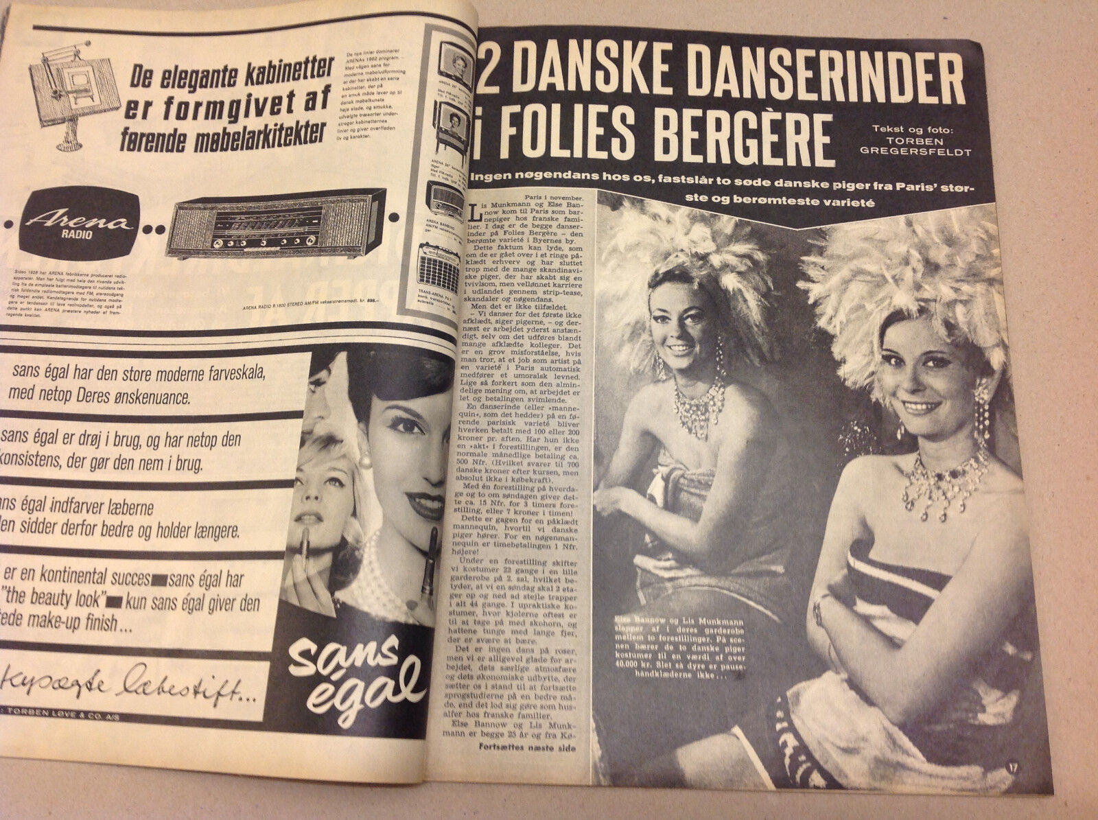 FRENCH FOLIES BERGÉRE VARIETÉ LIS MUNKMANN AND ELSE BANNOW Danish Magazine 1961