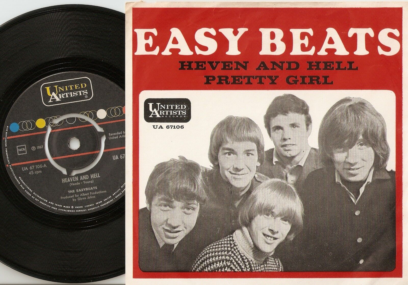 EASY BEATS HEAVEN AND HELL  PRETTY GIRL 45+PS 1967 MOD FREAKBEAT   MIS-SPELT PS