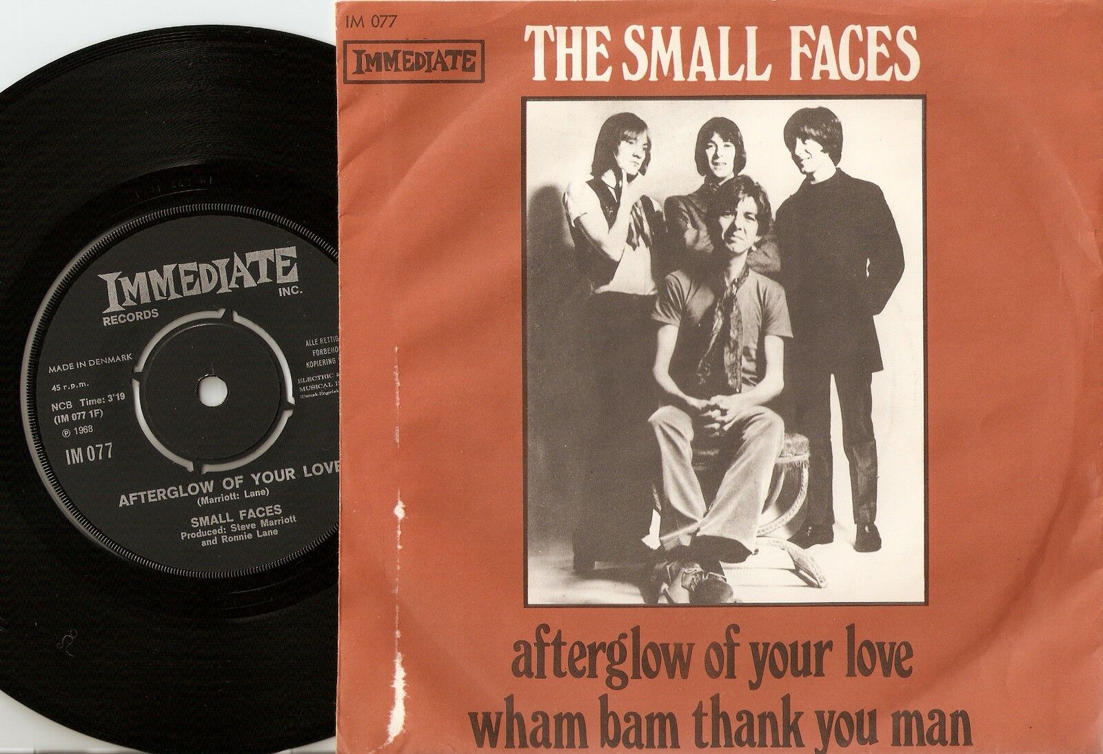 SMALL FACES AFTERGLOW OF YOUR LOVE  WHAM BAM DANISH 45+PS 1968 MOD FREAKBEAT