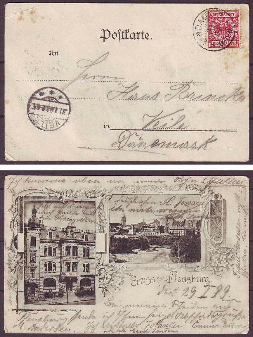 g1781/ Germany Lindaunis (Flensburg Postcard) Cover t/Vejle Denmark 1900