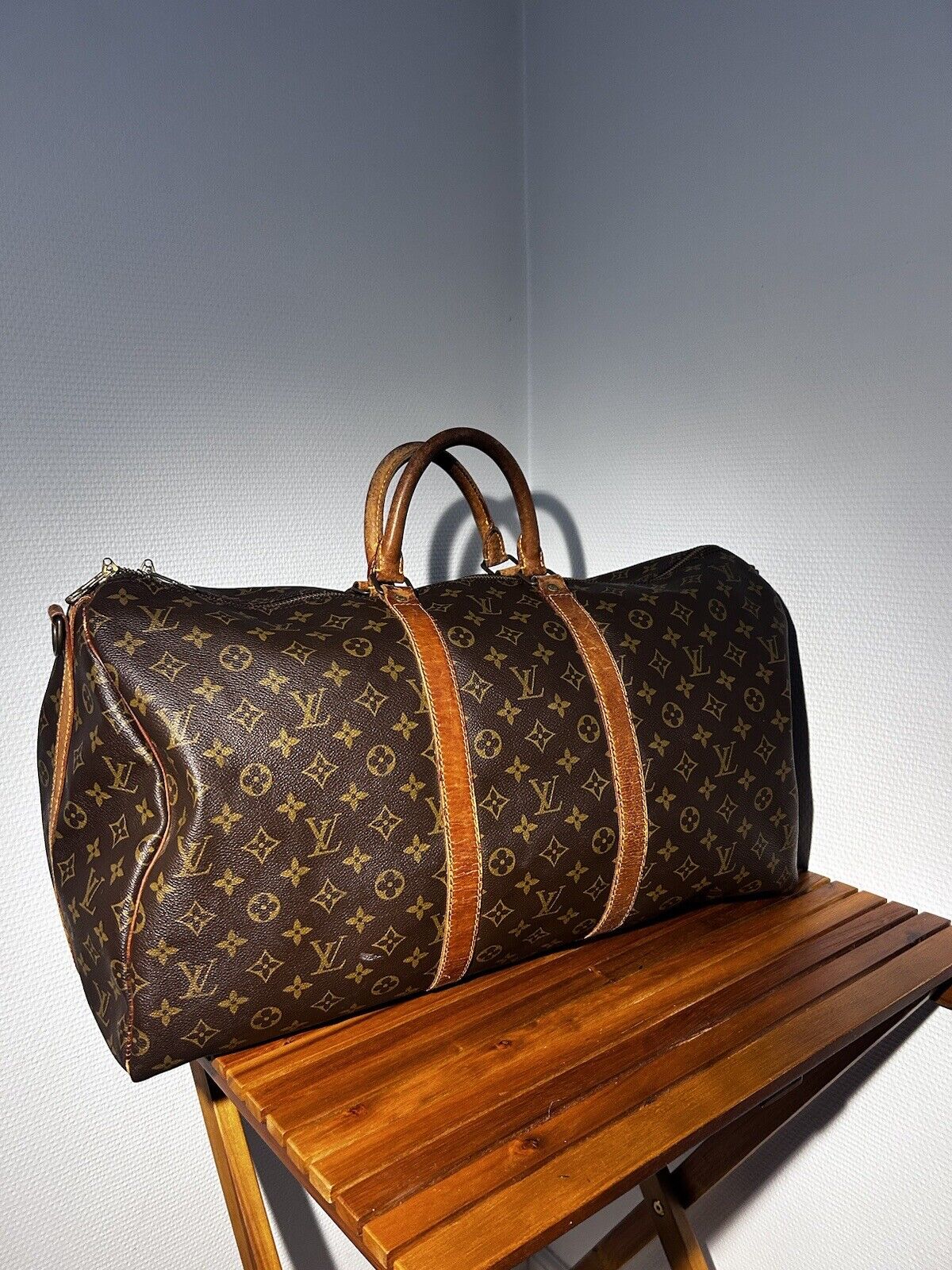 Louis Vuitton Keepall Bag Duffle 55 Brown Canvas