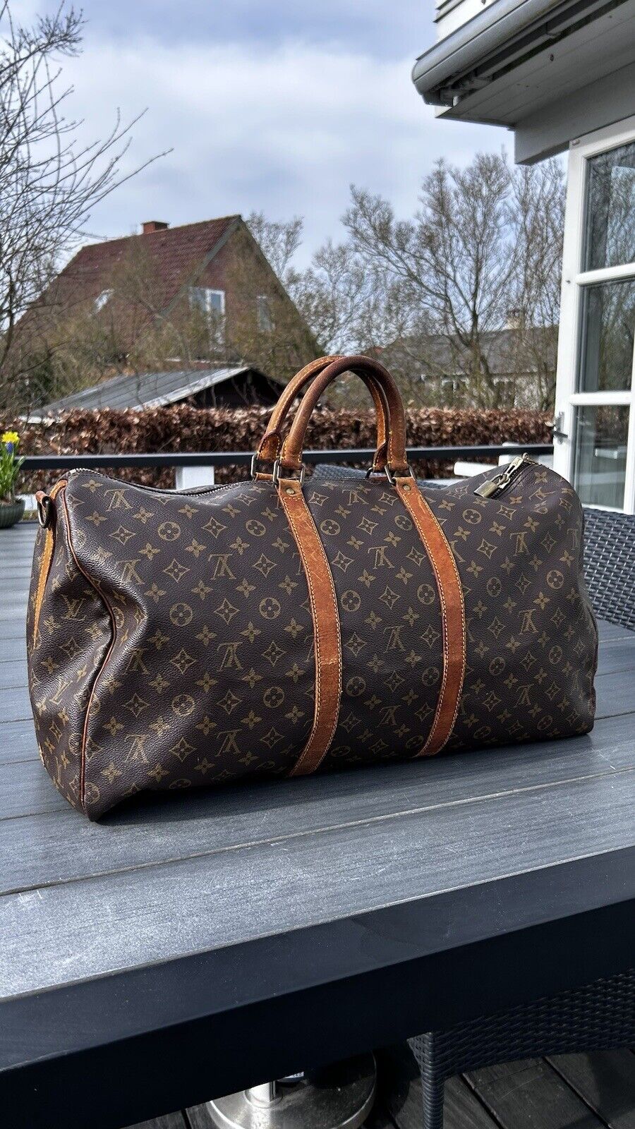 Louis Vuitton Keepall Bag Duffle 55 Brown Canvas