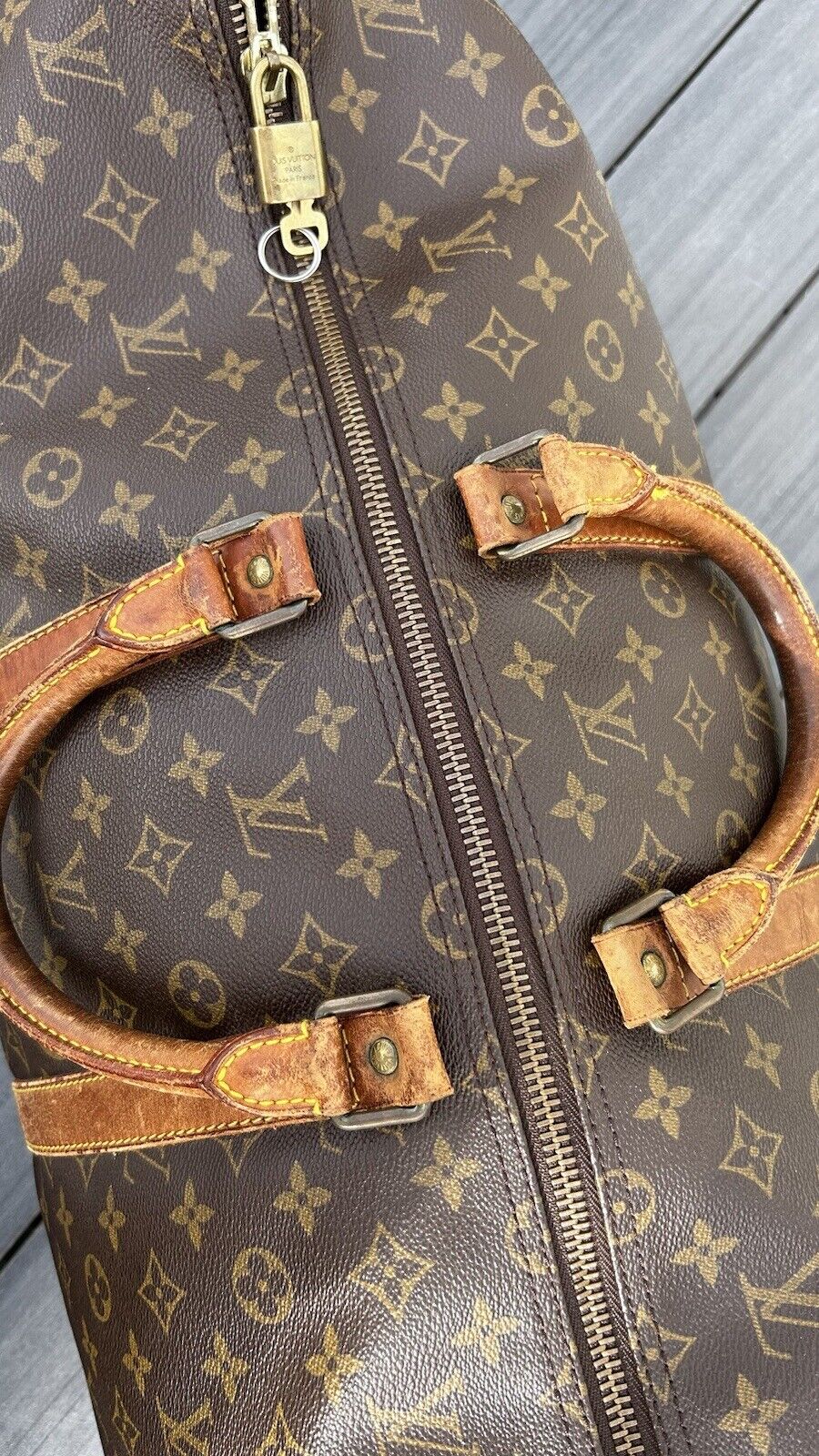 Louis Vuitton Keepall Bag Duffle 55 Brown Canvas