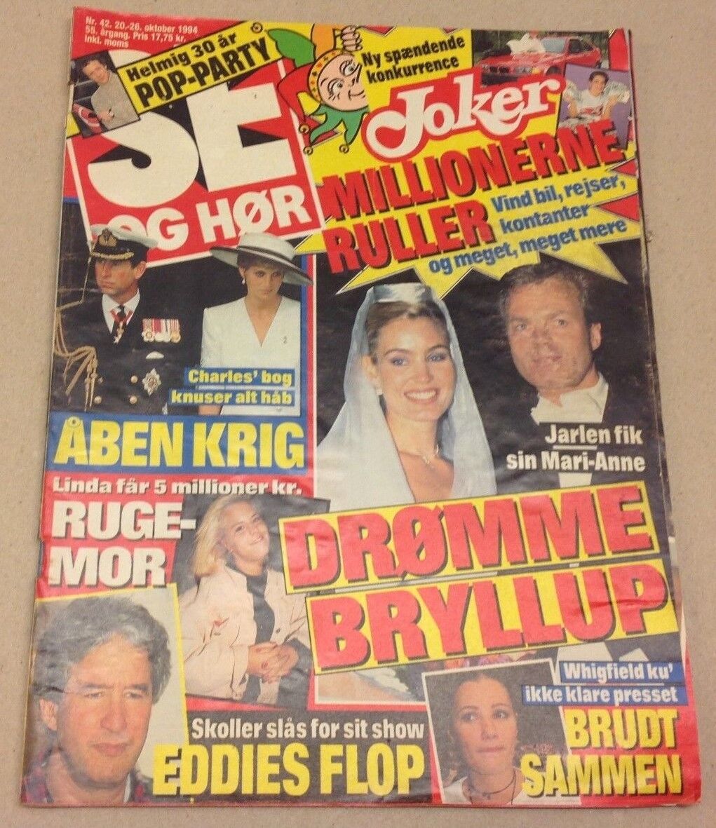 Prince Charles Princess Diana Divorce Vintage Danish Magazine 1994 "Se og Hoer"