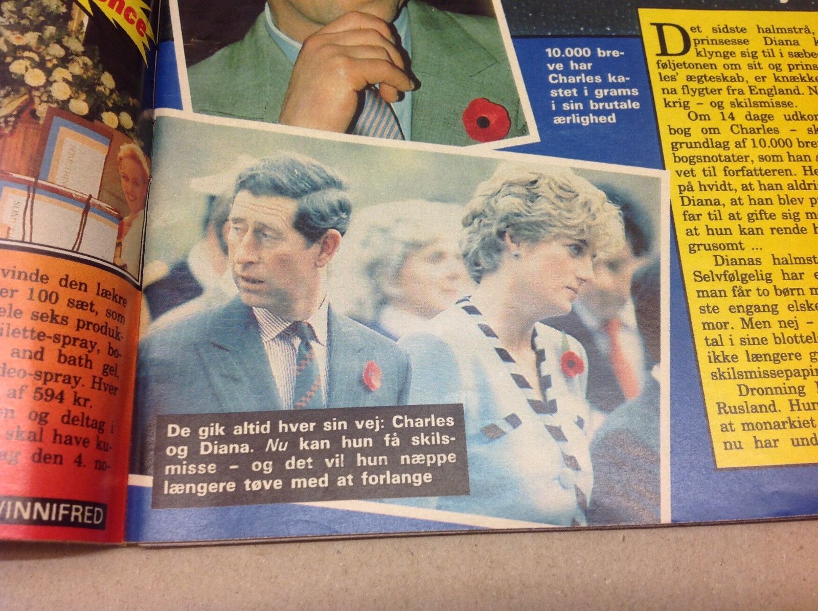 Prince Charles Princess Diana Divorce Vintage Danish Magazine 1994 "Se og Hoer"