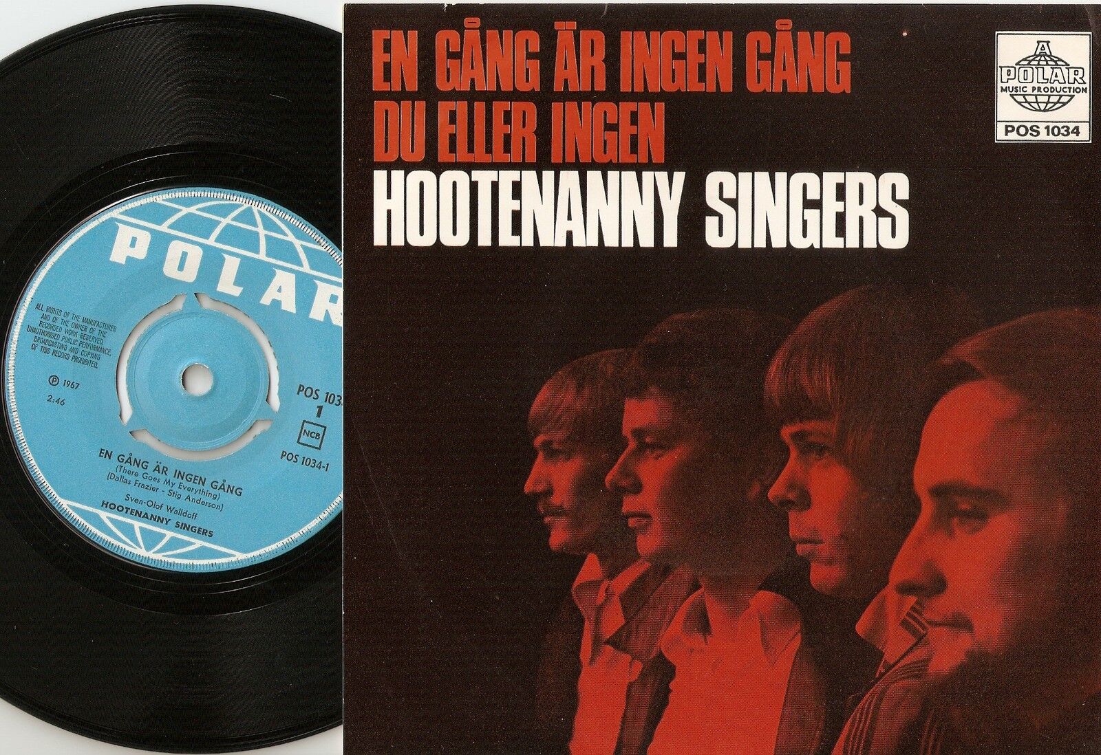 HOOTENANNY SINGERS EN GÅNG ÂR INGEN GÅNG NORWAY 45+PS 1967 ABBA BJÖRN ULVAEUS