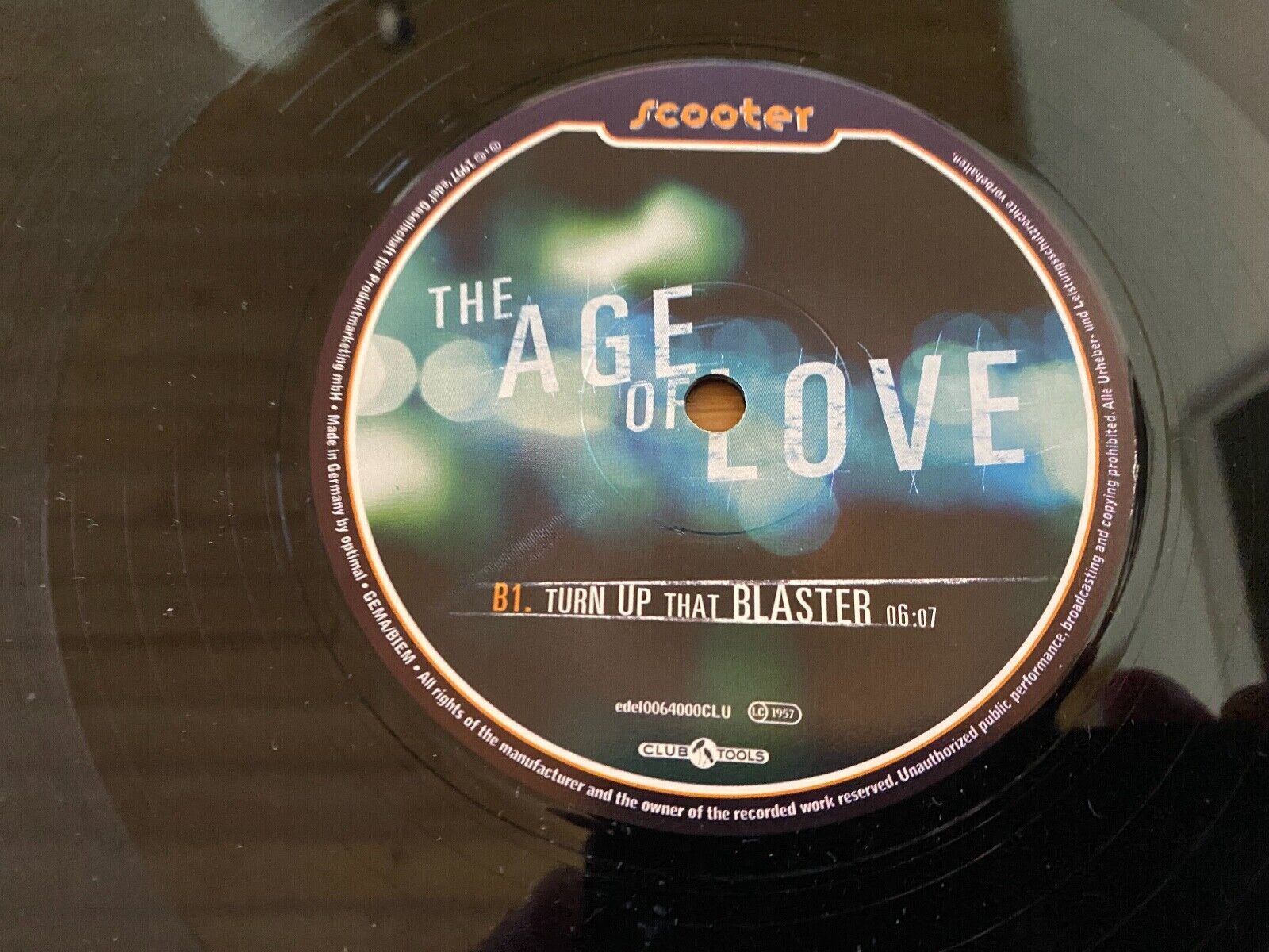 SCOOTER "THE AGE OF LOVE" CLUB MIX CLUB TOOLS 1997 MADE IN GERMANY 3 REMIXES 12"