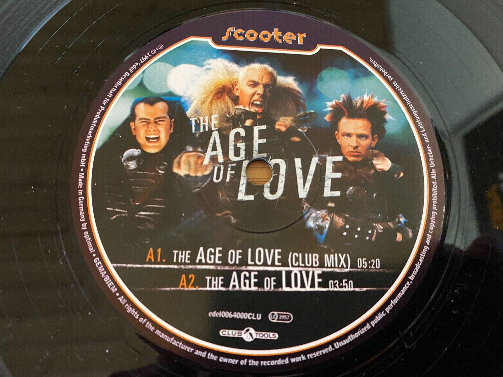 SCOOTER "THE AGE OF LOVE" CLUB MIX CLUB TOOLS 1997 MADE IN GERMANY 3 REMIXES 12"