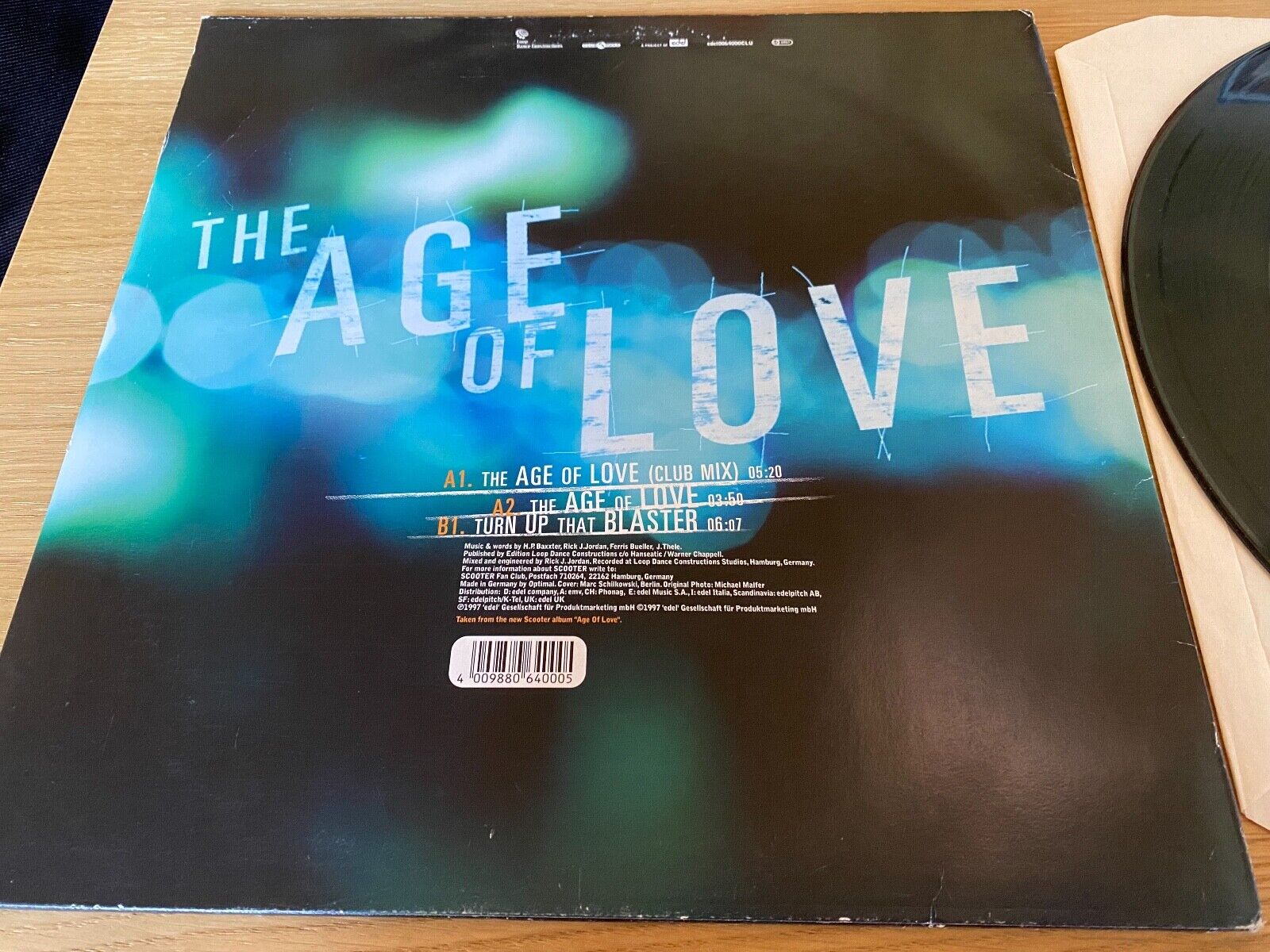 SCOOTER "THE AGE OF LOVE" CLUB MIX CLUB TOOLS 1997 MADE IN GERMANY 3 REMIXES 12"