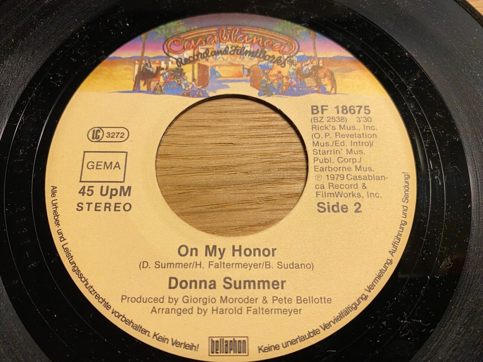 DONNA SUMMER "BAD GIRLS / ON MY HONOR" W GERMAN PRESSED 1979 7 INC VINYL SINGLE