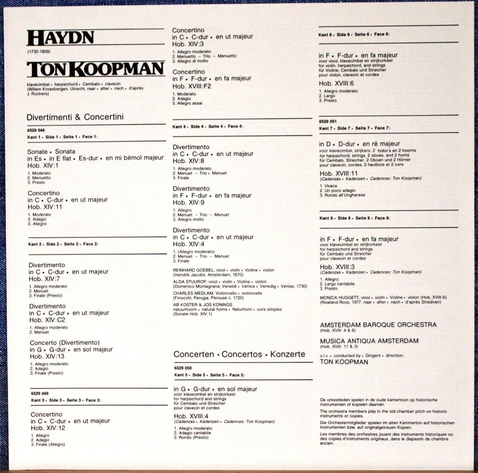 Koopman; etc Haydn (Concertos; Divertimenti) Philips 6725 011 (4) Box NM